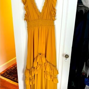 Baltic Born Jasmine Ruffle Maxi Dress in Mustard